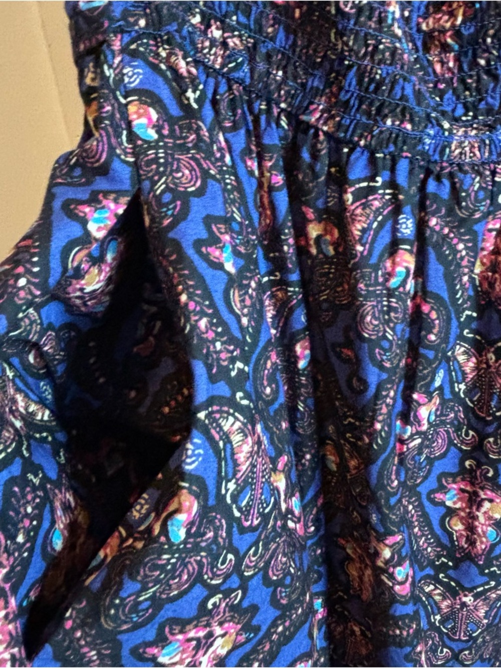 Caroline Constas Navy Pansy Print Maxi Dress Ruffle Strap Cotton S NWT - Picture 8 of 16